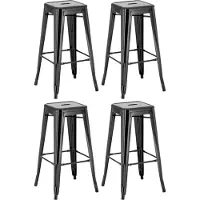 BellaFurn set de 4 tabourets de bar - Tabouret haut - Design empilable, peu encombrant et durable | Couleur : noir