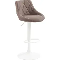 BellaFurn Tabouret de bar moderne en tissu - tabouret de luxe - pivotant à 360° avec lift à gaz | Couleur : taupe | Couleur de base : blanc