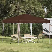 Prolenta Tente événementielle pop-up, modèle "Exclusive", dimensions 288 x 288 x 245 cm, couleur marron, tissu Oxford