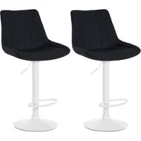 BellaFurn lot de 2 tabourets de bar - tabouret haut - Confort d'assise optimal et hauteur réglable | Couleur : noir | Base du matériau : métal blanc mat