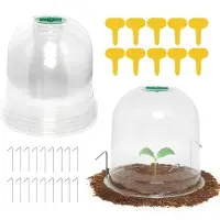 Markenlos 6 housses pour plantes de jardin, 26 cm x 20 cm, mini-housses de serre réutilisables en plastique pour protéger du gel – avec 10 étiquettes pour plantes et 18 piquets de fixation.