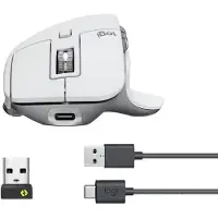 Logitech MX Master 3S - droite - laser - sans fil RF + Bluetooth - 8000 DPI - argent - blanc