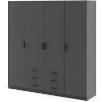CALICOSY - Armoire 4 portes et 3 tiroirs L196 cm - PRINT