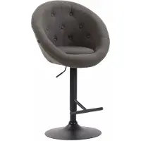 Décoshop26 Tabouret de bar design moderne forme uf capitonné avec repose-pieds en métal noir tissu gris foncé TDB10324
