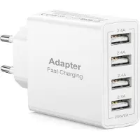 No Brand MEVRONISSHOP-Chargeur USB, 25W/5A 4Port Prise U-SB Multiple Prise Chargeur Rapide, Bloc Chargeur USB Adaptateur Secteur pour iPhone 17 Air 17 16 15 14 13 12 11 Pro Max, Samsung Galaxy S25 S24 S23, Xi