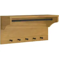 Helloshop26 Porte-manteau mural avec crochets pratique design rustique couloir 87 x 30 x 42 cm en bois massif noyer 02_0056696