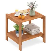 Costway Table d'appoint en bois , table de jardin avec trou pour parasol et compartiment de rangement, table en bois, petite table de balcon, table basse pour le jardin ou le balcon, 51 x 48 x 45 cm