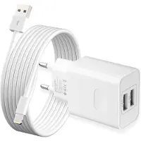 KALANKA -Chargeur iPhone, [Certifié Apple MFi] Prise USB avec Cable 1,5M pour iPhone 14/13/12/11 Pro/XS/XR/SE/X/8/7 Plus/6S/5/5C/5S,iPad, 5V 2.4A Double USB Charger Adaptateur Secteur Mural Alimentati