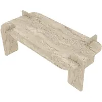 Hannah Home Table basse en bois "Lovge" 120 x 60 x 35 cm - Travertin