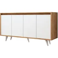 Hannah Home Buffet en bois « Shans » - 140 x 40 x 86 cm - Blanc