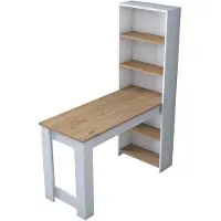 Hannah Home Table de repas avec étagères en bois "Jong" - 120 x 54 x 154 cm - Marron