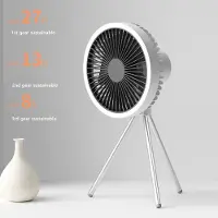Generique Ventilateur de plafond électrique multifonction avec trépied, avec chargeur USB, pour bureau, éclairage de Camping en plein air, tente