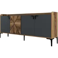 Hannah Home Étagère en bois « Venise » - 180 x 35 x 78 cm - Gris anthracite