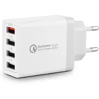KALANKA -33W 4-Ports USB Chargeur avec Smart QC 3.0 Chargeur Rapide Multi Charge Plug Alimentation pour Samsung Galaxy S23 S22 S21 S20 S10 S10e S9 S8 A15 A54, iPhone, iPad, Nexus, HTC, Motorola, LG, e