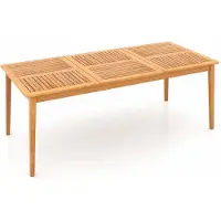 Helloshop26 Table De Jardin Rectangulaire Pour 8 Personnes 200 X 90 X 75,5 Cm Avec Trou Pour Parasol Finition Naturelle En Bois D'acacia 20_0013993