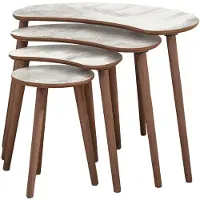 Hannah Home Table gigogne (4 pièces) en bois "Moon" 40 x 75 x 55 cm - Blanc