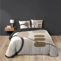 Douceur d'intérieur Parure De Lit Coton Motif Géométrique Double Face Imprimée