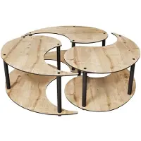 Hannah Home Ensemble de table basse en bois "Yin" 70 x 70 x 38 cm - Chêne