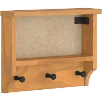 Helloshop26 Porte-manteau mural gain de place 45 x 12 x 35 cm avec 3 crochets style rustique en bois massif pin 02_0056686