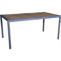 HABITAT ET JARDIN Table de jardin métal imitation bois "Tossa" - 160 x 90 x 75 cm - Marron