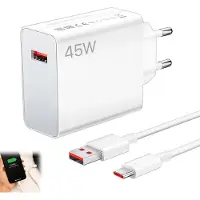 KALANKA -Chargeur 45 W pour Xiaomi, Chargeur Rapide pour Redmi Note 14, 13 et 12, avec câble USB-C 6 A (2 m), Adaptateur Secteur 45 W pour Xiaomi 14, 13, 12, 11, 10, POCO F7 Ultra et Redmi Turbo 4 Pro