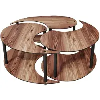 Hannah Home Ensemble de table basse en bois "Yin" 70 x 70 x 38 cm - Noyer