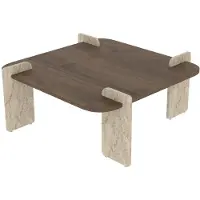 Hannah Home Table basse en bois "Afrolli" - 90 x 90 x 35 cm - Marron