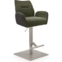 NABER AS, modèle Hocker, structure en acier inoxydable de couleur argentée, forme carrée, revêtement vert