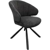 NABER Brezo 1AS, chaise, piétement noir mat, pivotant, rond, revêtement gris foncé