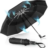 Generique Herreicher Parapluie Pliant Résistant au Vent - Nouveau Automatique Parapluie Solide aux Tempêtes Portable Compact Double Toit Coupe-Vent Ventilé De Voyage Pour Homme et Femme 10 Sections 102cm