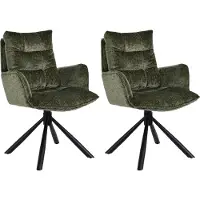 Duhome Chaise de salle à manger pivotante à 360° Lot de 2 fauteuils lounge Chaise en chenille avec fonction de retour pour bureau, cuisine, salon, chambre à coucher, vert