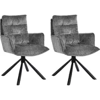 Duhome chaise de salle à manger pivotante à 360° ensemble de 2 chaises en chenille avec fonction de retour au bureau cuisine salon chambre à coucher, gris