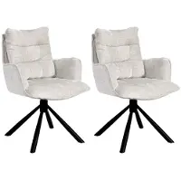 Duhome Chaise de salle à manger pivotante à 360° Lot de 2 fauteuils lounge Chaise en chenille avec fonction de retour pour bureau, cuisine, salon, chambre à coucher, blanc