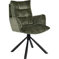 Duhome Chaise de salle à manger pivotante à 360° Fauteuil lounge Chaise en chenille Fauteuil ergonomique avec fonction de retour pour le bureau, la cuisine, le salon ou la chambre à coucher, vert