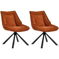Duhome Chaise de salle à manger set de 2 chaises de cuisine pivotant à 180° Chaise en tissu chenille et structure métallique Chaise lounge avec fonction de rappel, orange