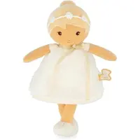 Kaloo Poupée en tissu - - Daphné 25 cm - Robe ivoire à pois - Couronne de fleurs - Lavable en machine