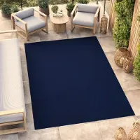 Tapiso Tapis d'extérieur MONO Modern bleu foncé, pour l'intérieur et l'extérieur, OEKO-TEX, 120 x 170 cm