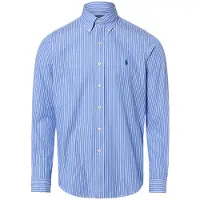 Ralph Lauren pour homme. 710B15595005 Chemise en popeline à rayures Custom Fit bleue (M), Casuel, Coton, Manche longue