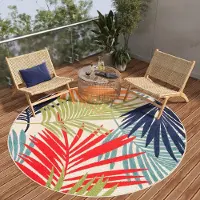 Tapiso Tapis d'extérieur PATIO, rond, style moderne, multicolore, pour chambre à coucher, 200 x 200 cm