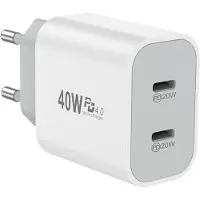 KALANKA -Chargeur USB C, Adaptateur Secteur USB-C 20 W à 2 Ports, Prise Secteur pour iPhone 17, 16, 15, 14 Pro Max, 13, 12, 11, SE, 8, 7, 6, Samsung Galaxy, Téléphones Portables, iPad, Blanc