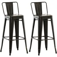 Décoshop26 Lot de 2 tabourets de bar industriel en métal avec repose-pied couleur noir vieilli TDB10136