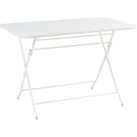 Helloshop26 Table De Jardin Pliante 110 X 70 X 71 Cm Acier Laqué Blanc 03_0011033