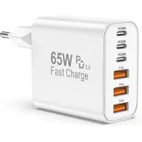 KALANKA -Chargeur USB C, 65W 6 Port Prise USBC Chargeur Rapide iPhone, Multiple Secteur Trois PD+QC 3.1A Type C Adaptateur 25W(MAX) pour iPhone 17 16 15 14 13 12 11 Plus Pro Max X XS XR, pour iPad,pou