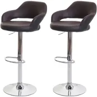 Décoshop26 Lot de 2 tabourets de bar chaises de comptoir en synthétique marron et noir 04_0000143