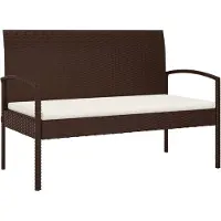 Helloshop26 Banc De Jardin Meuble De Patio D'extérieur Terrasse Avec Coussin Marron 105 Cm Résine Tressée 02_0011517