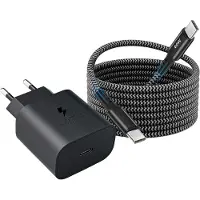 No Brand MEVRONISSHOP-Chargeur pour Samsung Charge Rapide, 25W USB C Chargeur Ultra Rapide et 2M Nylon Cable Type C pour Samsung Galaxy A72 A55 A54 A53 A40 A34 A33 A25 A15 A14 A13, S25 S24 S23 S22 S21 S20 FE/