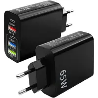 KALANKA -Lot de 2 Chargeurs USB C 65W, Prise Multiple USB 65W Max à 5 Ports avec 2 USB-C PD 20W/15W et 3 USB-A QC3.0, Chargeur Multiple pour iPhone Samsung Xiaomi,Huawei, Android and Smartphones