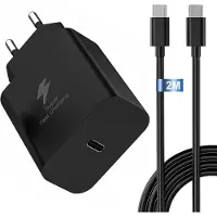 No Brand MEVRONISSHOP-Chargeur pour Samsung Charge Rapide avec câble 2M, 25W Chargeur USB C for Samsung Galaxy A15, A54 5G, A55, A56, A34, A35,S24 S23 S22 S21 S20 +/FE/Plus/Ultra, Prise Type C Adaptateur Supe