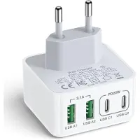 No Brand MEVRONISSHOP-Chargeur USB C, 40W 4 Port Prise USBC Chargeur Rapide Multi Secteur Double Port PD+QC Type C Adaptateur pour Phone 16 15 14 13 12 11 Pro Max X XS XR 8 7 6S Plus Mini SE, iPad, Samsung Ga