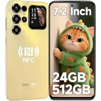 Doogee OUKITEL C68 Plus Telephone Portable 24GO+512GO ecran 7.2" 6000mAh Smartphone Debloque 64MP Telephone Android 15 Double SIM/NFC Or